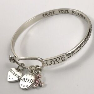 Brighton Power of Pink Collectible Silver Bangle Bracelet with Collectible Tin